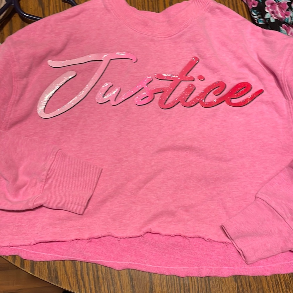 Woman’s justice pink cropped top sweatshirt small
